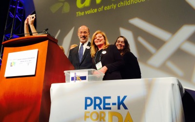 Early Childhood Educators Present Pennies for Pre-K to Governor Wolf at Annual DVAEYC Conference